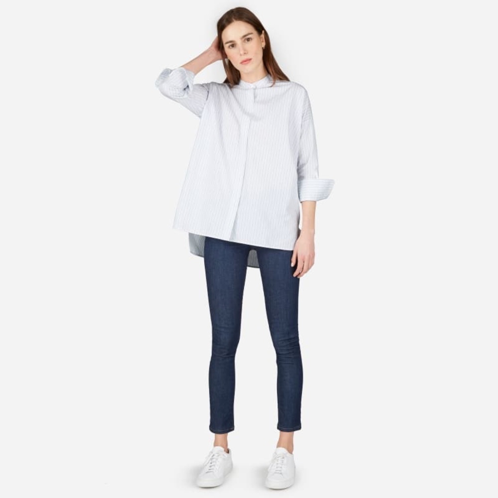 Everlane Cotton Collarless Square Shirt